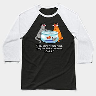 Funny Spectickles Cat and Fish Humor Baseball T-Shirt